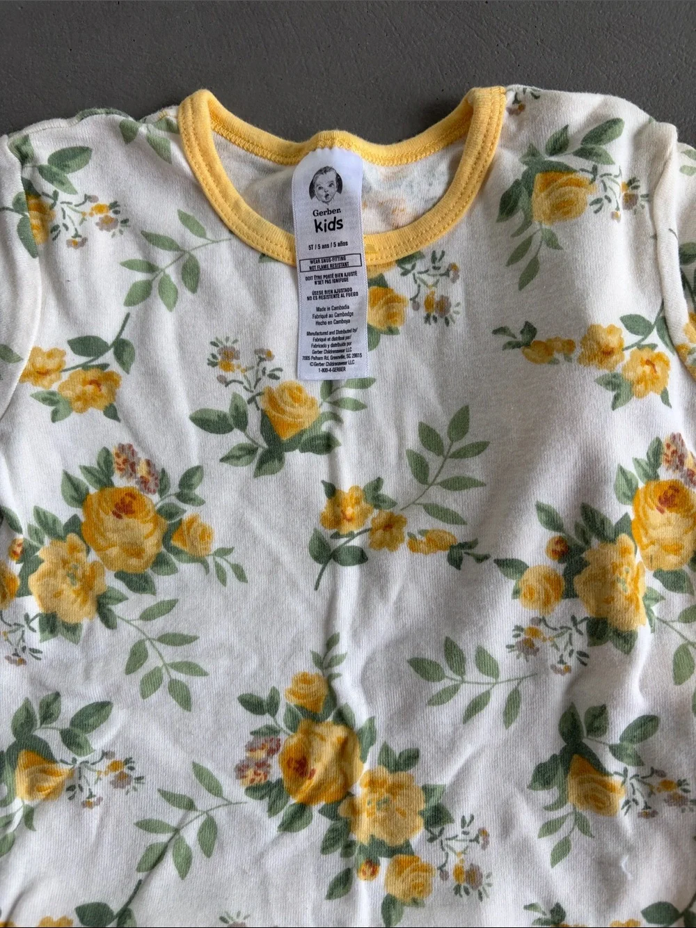 Gerber Yellow and Floral Toddler Pajama SetsSize 5T